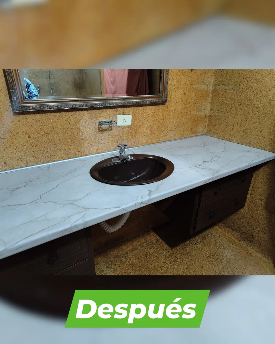 Cambio de sobre y lavamanos en baño